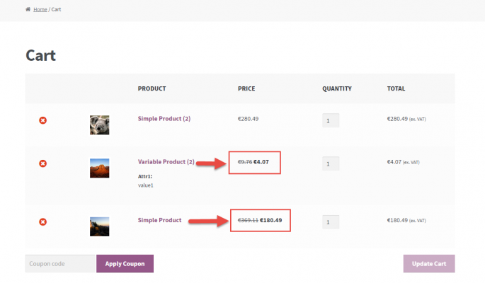 WooCommerce: Hiển thị giá gốc & Giá bán trong giỏ hàng